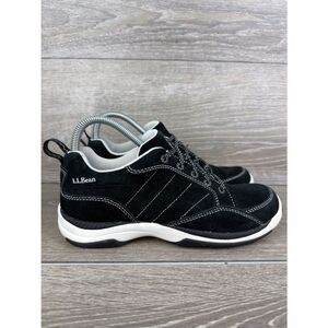 L.L. Bean Low Top Women’s Sz 7M Black Leather Polka Dot Lace Up  Hiking Shoes